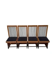 Four Art Deco Modernist High Back Dining Chairs by Architect Caspers, 1920s